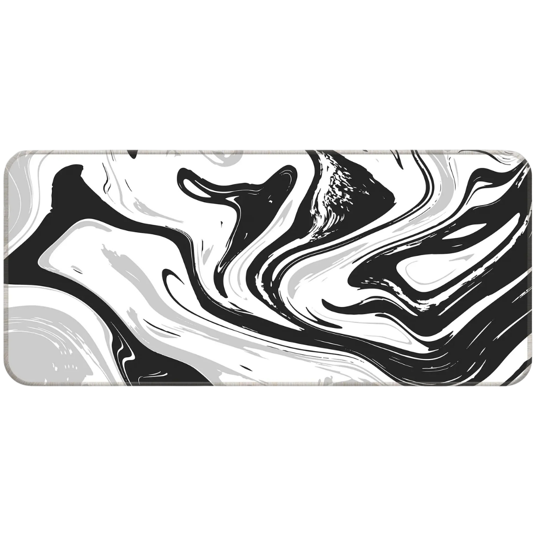 Liquid marble desk mat texture close up water resistant coating.